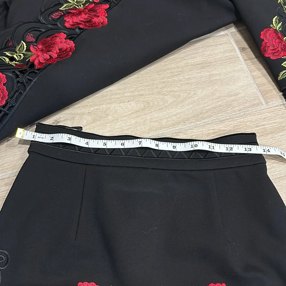 Beautiful suit set rose flowers appliqué Size Small Sunning blazer and skirt - Picture 10 of 14
